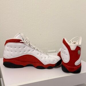 Jordan Red and White High-Top Sneakers
